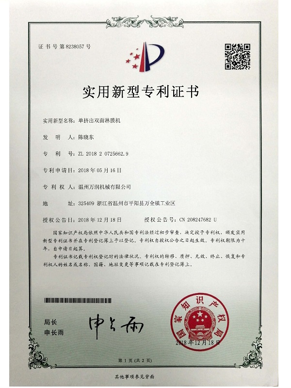 Utility model patent certificate 20